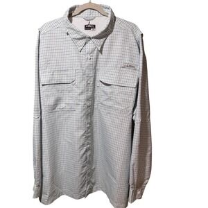 HABIT Men 3XL Long Sleeve Button Up Dockside Plaid Pattern Fishing Shirt UPF 40